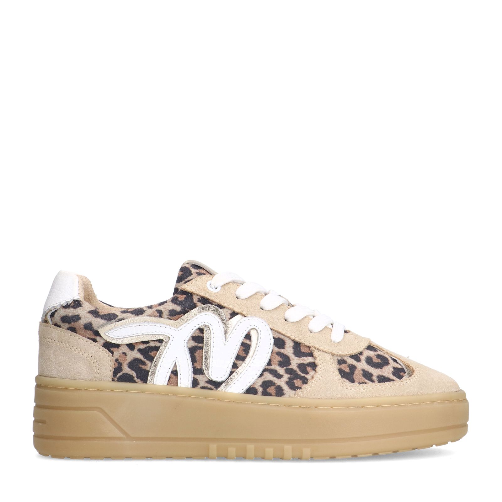 Veloursleder-Sneaker mit Leoprint