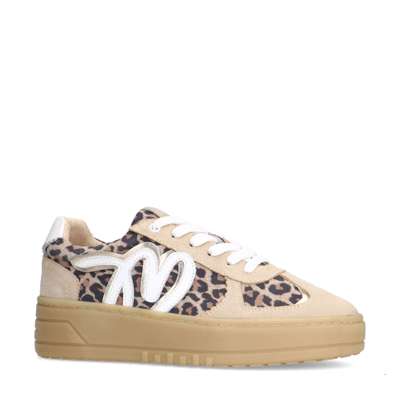 Veloursleder-Sneaker mit Leoprint