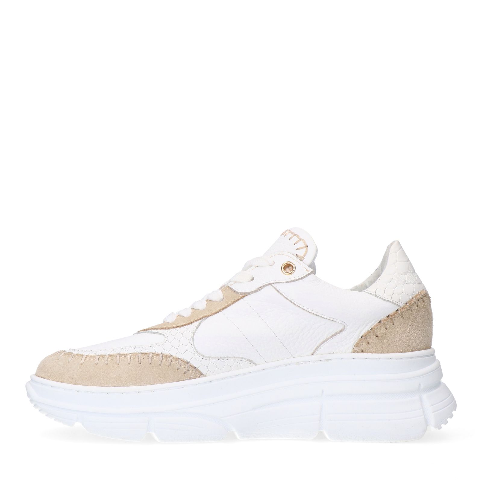 Witte leren sneakers met suède details