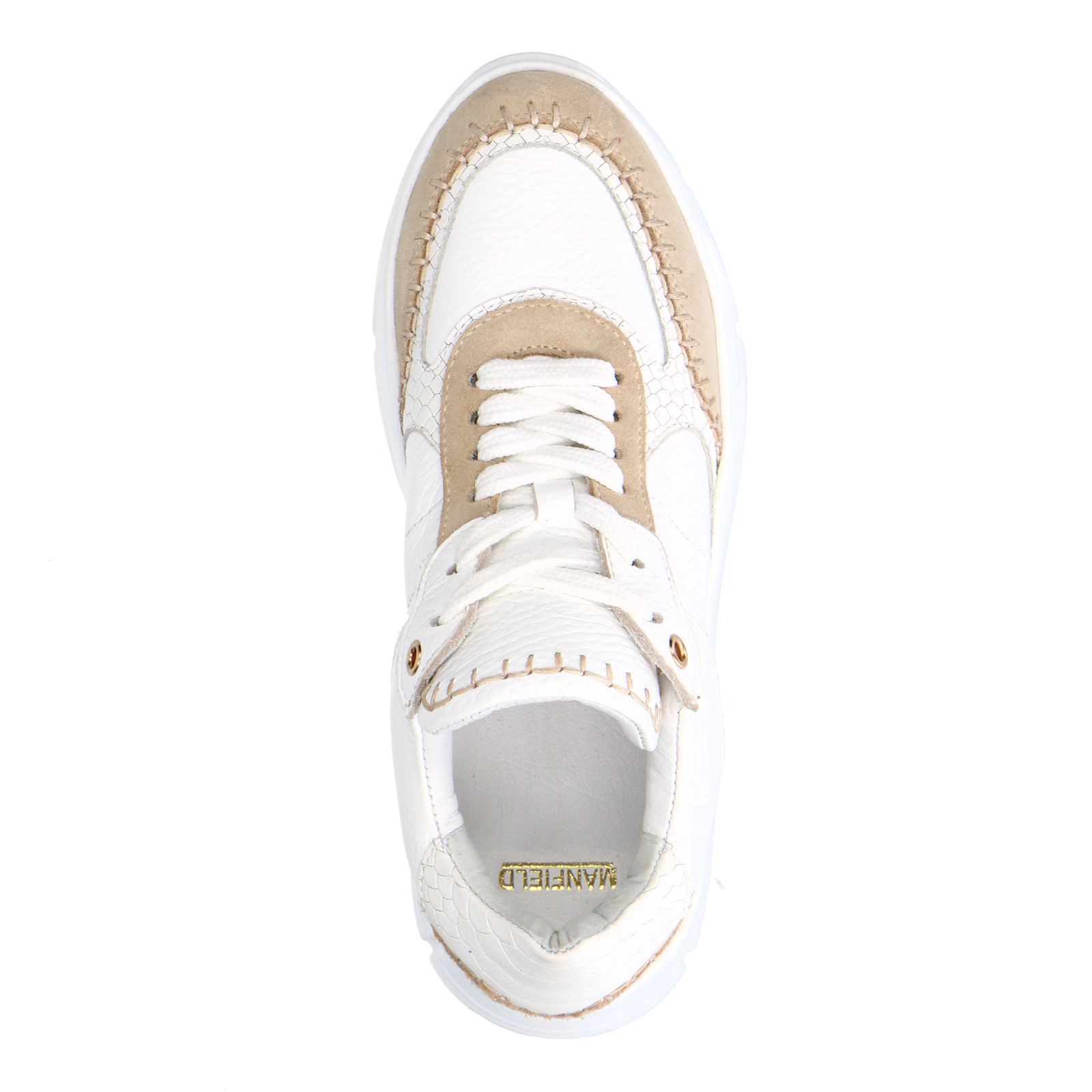 Witte leren sneakers met suède details