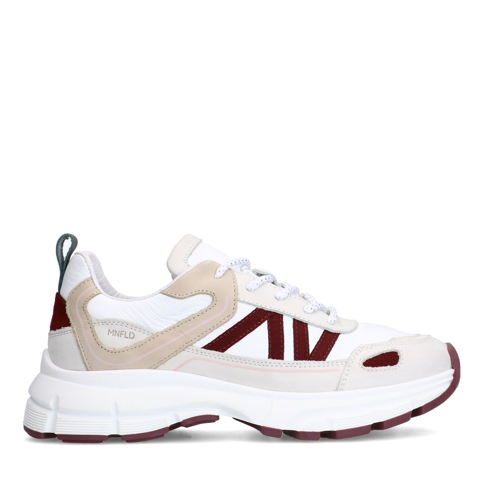 Weiße Ledersneaker mit beigefarbenen Details