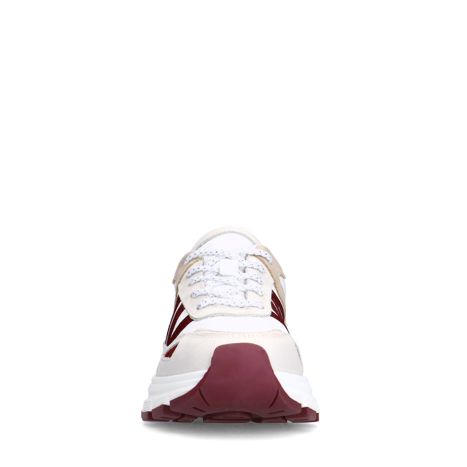 Weiße Ledersneaker mit beigefarbenen Details