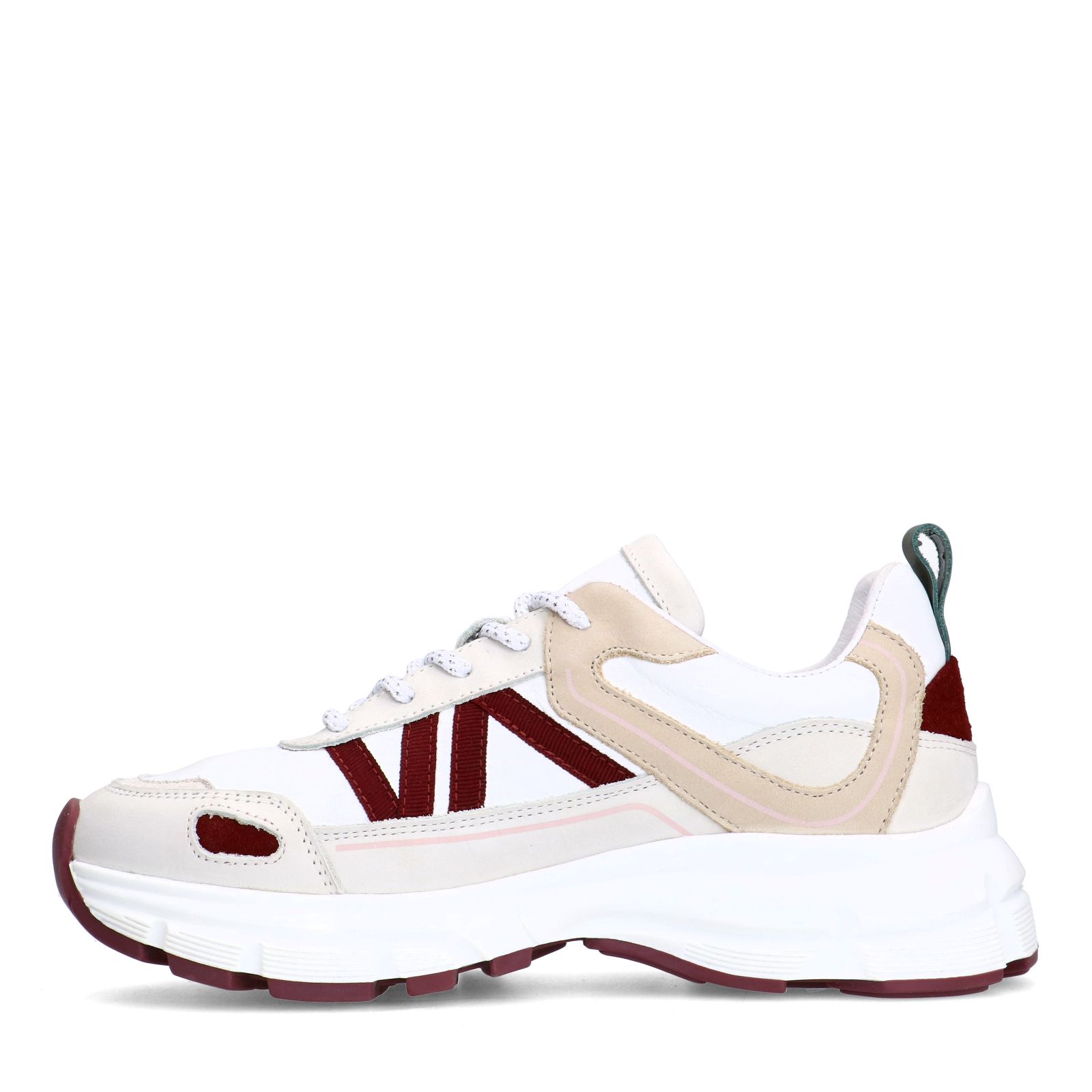 Weiße Ledersneaker mit beigefarbenen Details