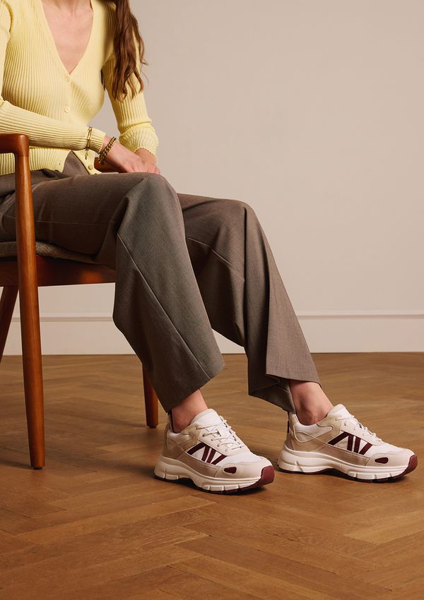 Witte leren sneakers met beige details