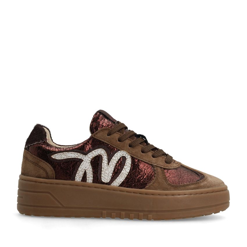 Donker bronzen metallic sneakers met details