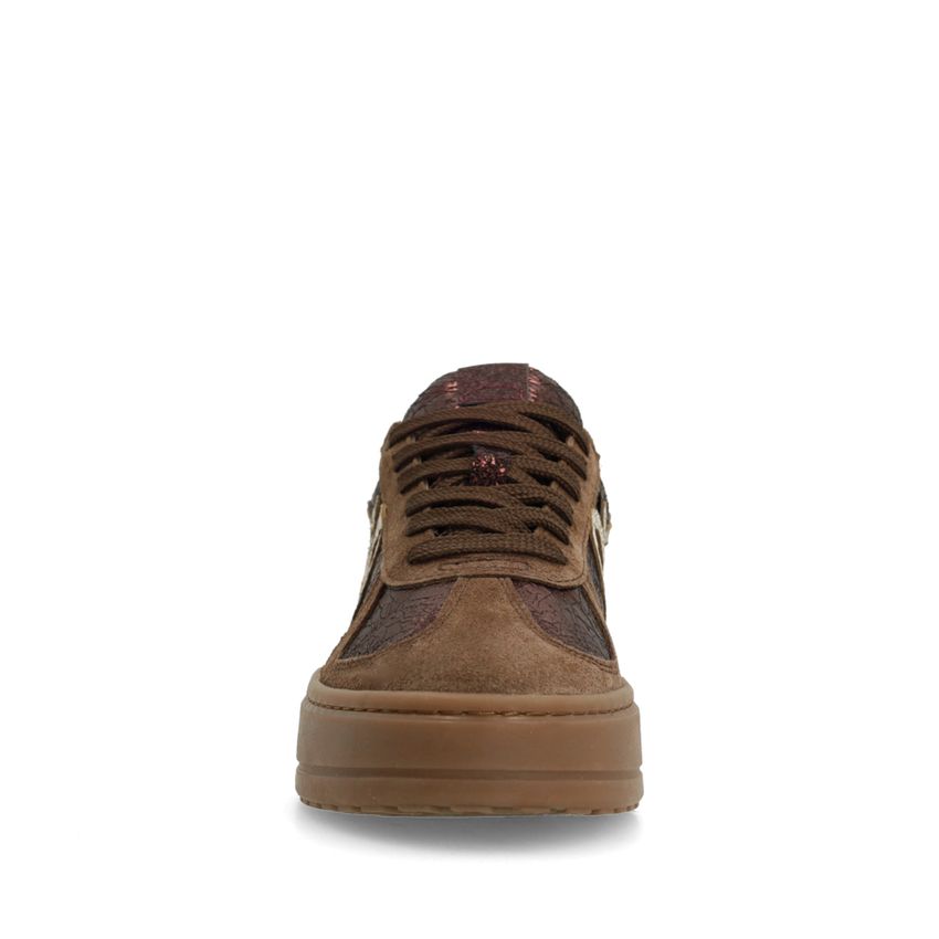 Donker bronzen metallic sneakers met details