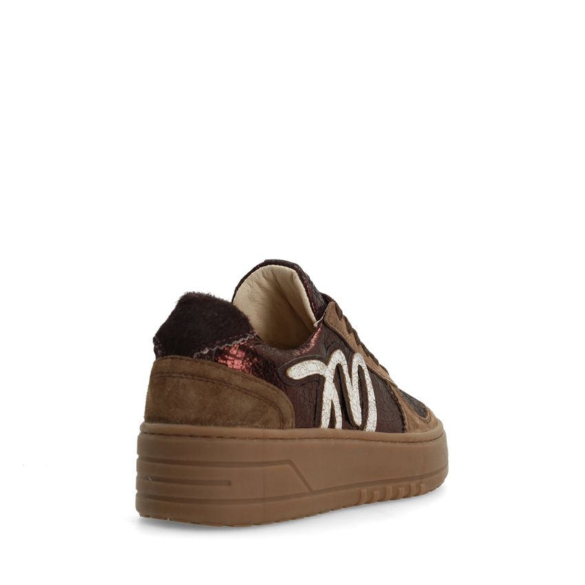 Donker bronzen metallic sneakers met details