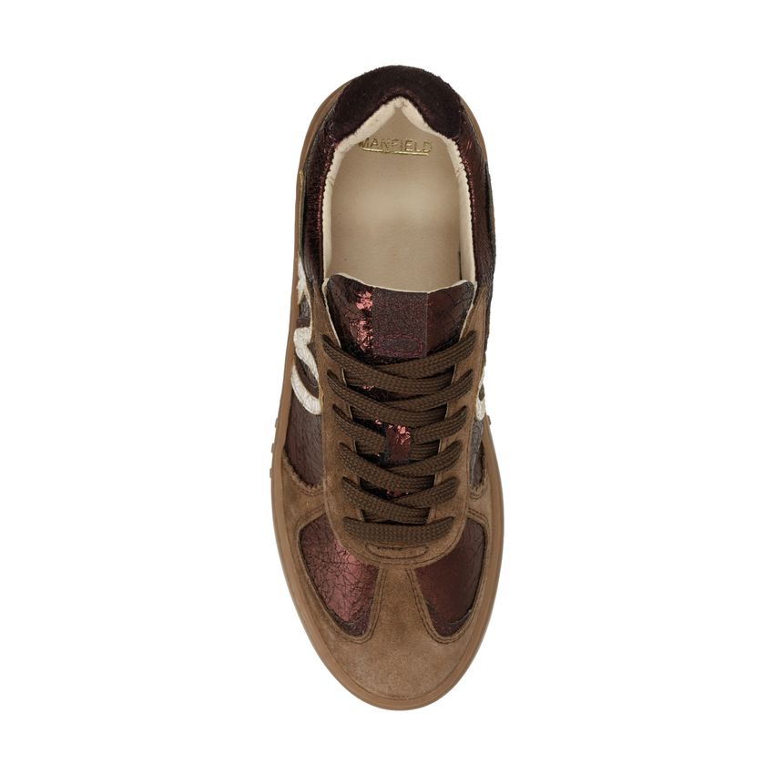 Donker bronzen metallic sneakers met details