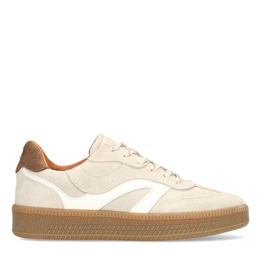 Beigefarbene Veloursleder-Sneaker