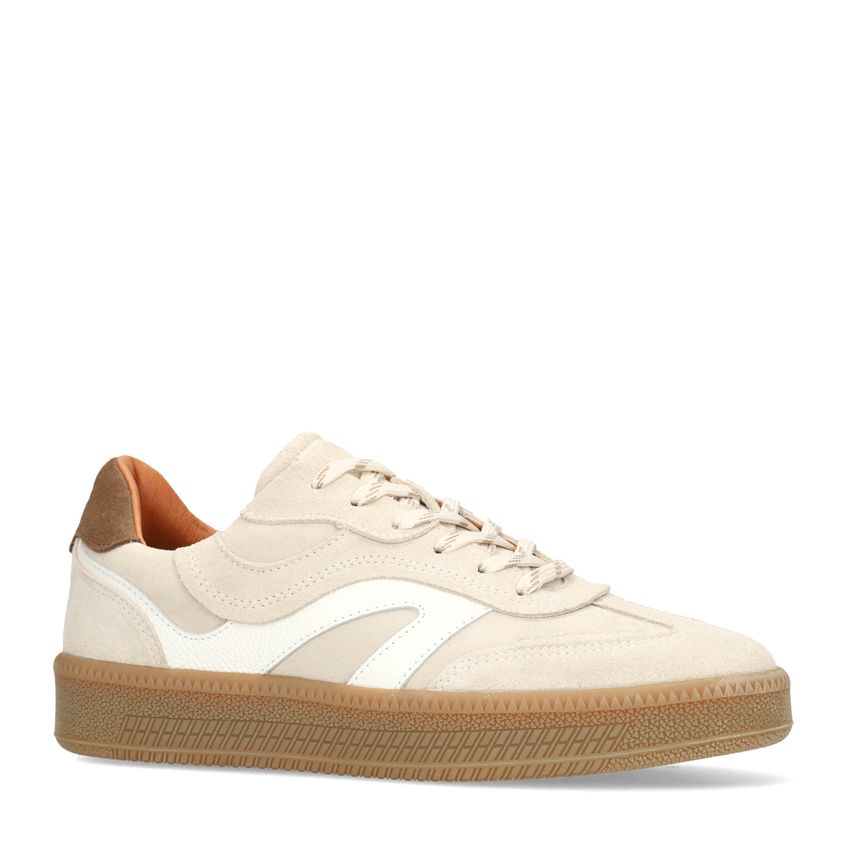 Beigefarbene Veloursleder-Sneaker
