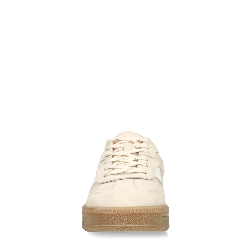 Beigefarbene Veloursleder-Sneaker