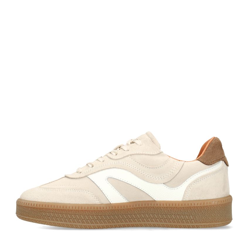 Beigefarbene Veloursleder-Sneaker