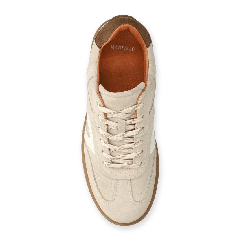 Beigefarbene Veloursleder-Sneaker