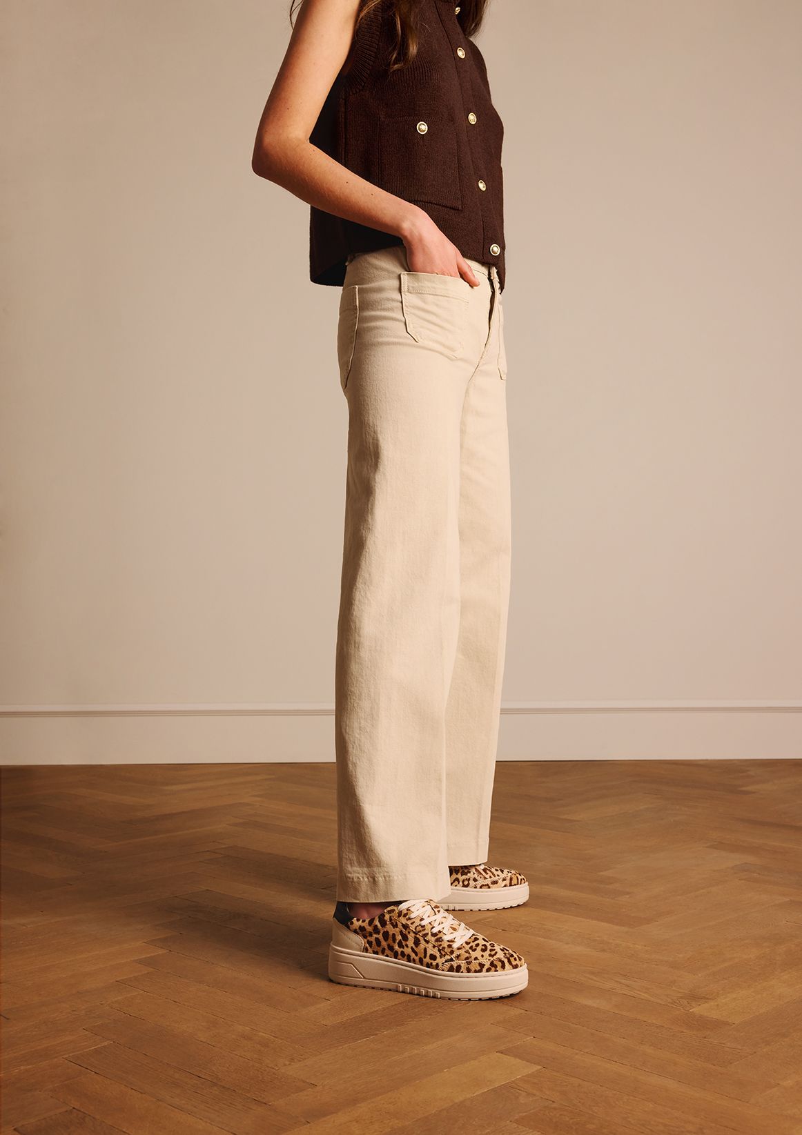 Veloursleder-Sneaker mit Leoprint