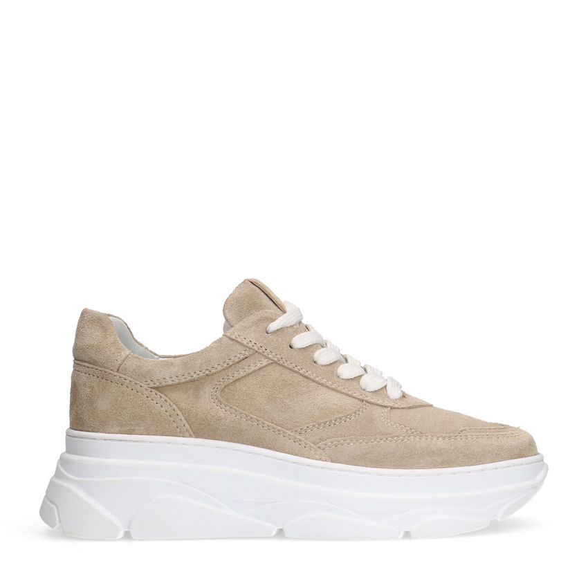 Beigefarbene Veloursleder-Sneaker