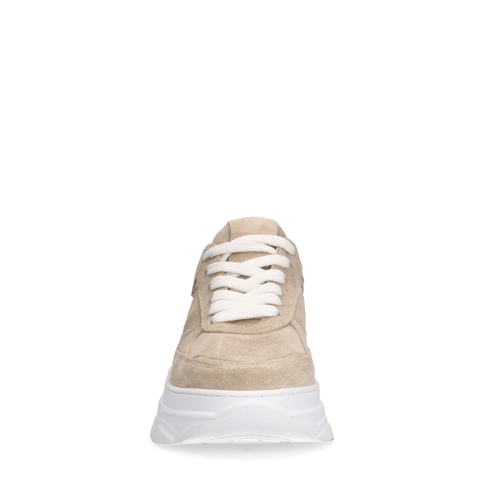 Beigefarbene Veloursleder-Sneaker | Flache sneaker | Manfield 