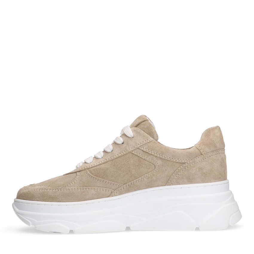 Beigefarbene Veloursleder-Sneaker