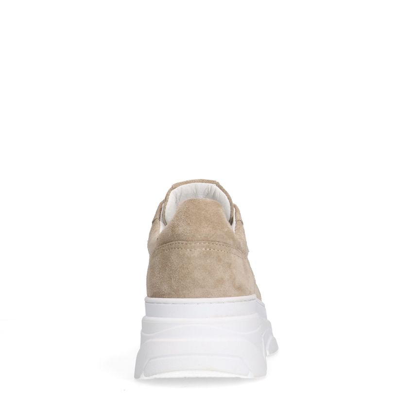 Beigefarbene Veloursleder-Sneaker