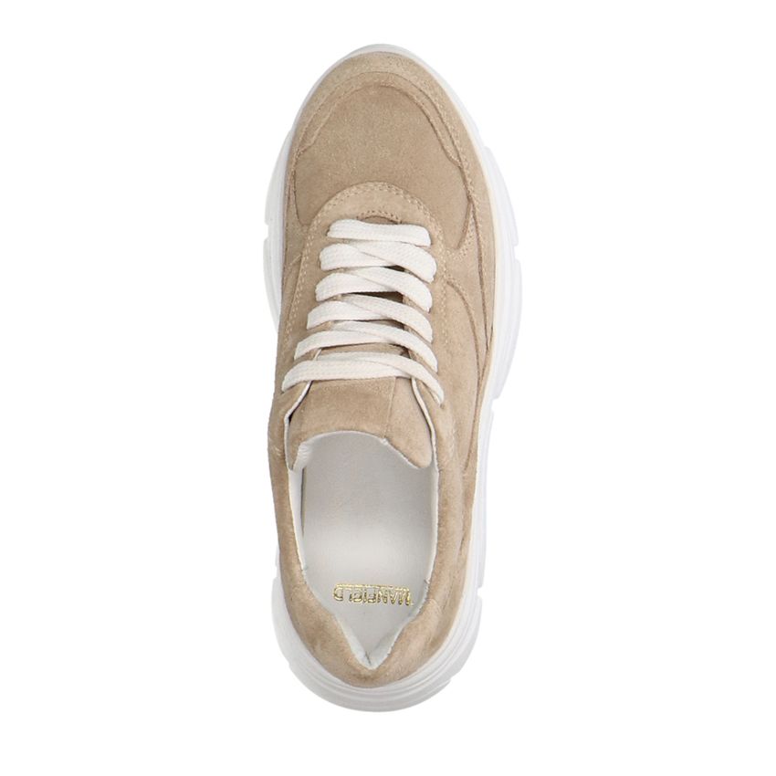 Beigefarbene Veloursleder-Sneaker