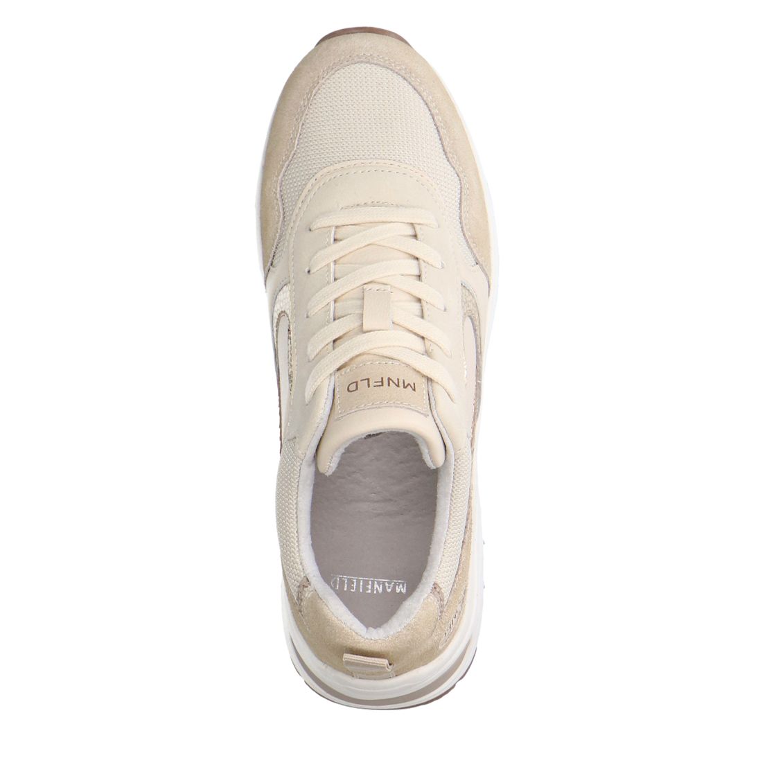 Beige leren sneakers met suède details