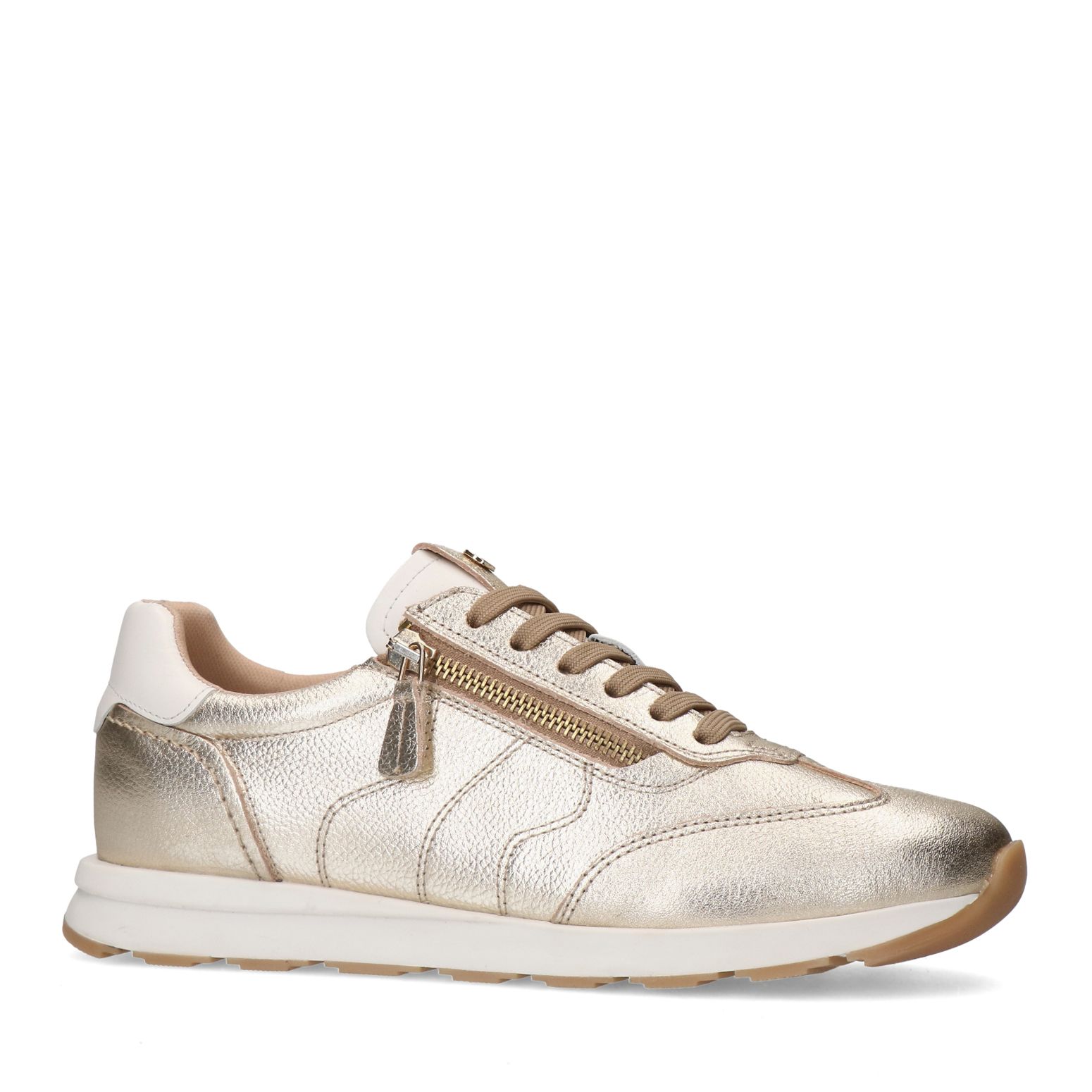 Gouden leren sneakers met rits