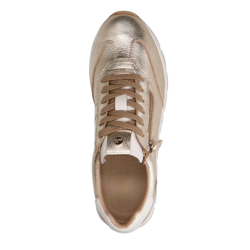 Gouden leren sneakers met rits