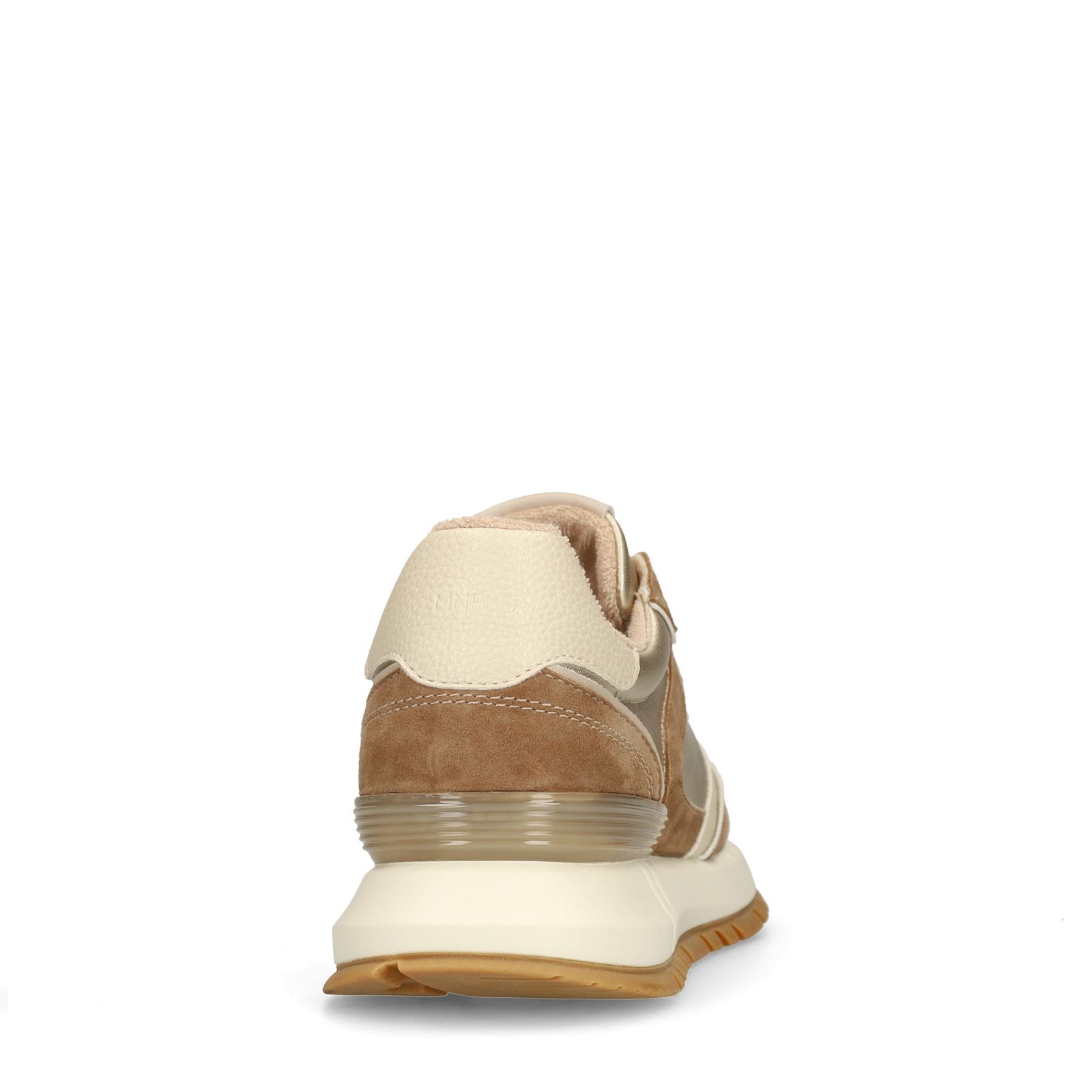 Gouden leren sneakers met suède details