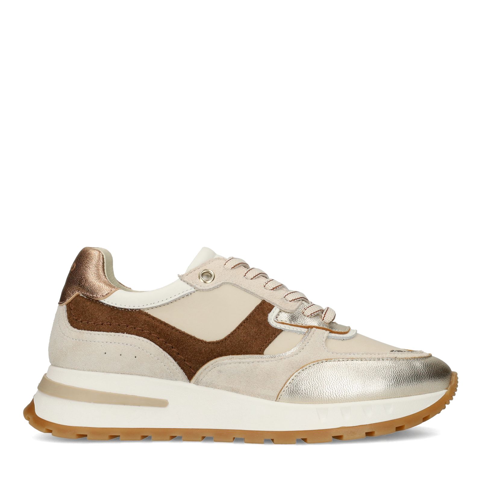 Gouden leren sneakers met met multicolor details