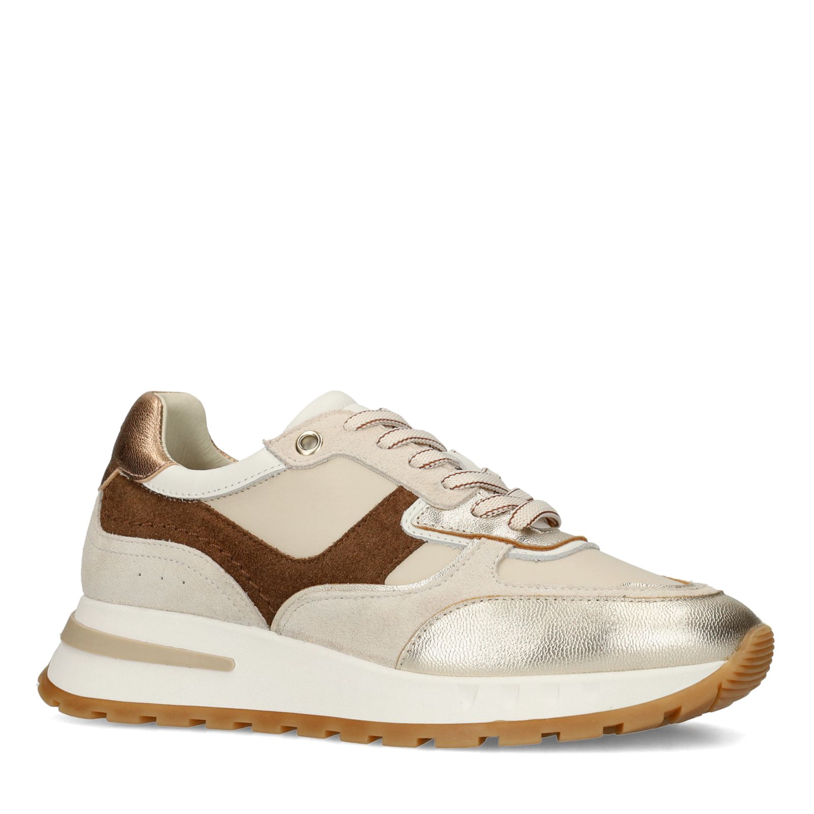 Gouden leren sneakers met met multicolor details