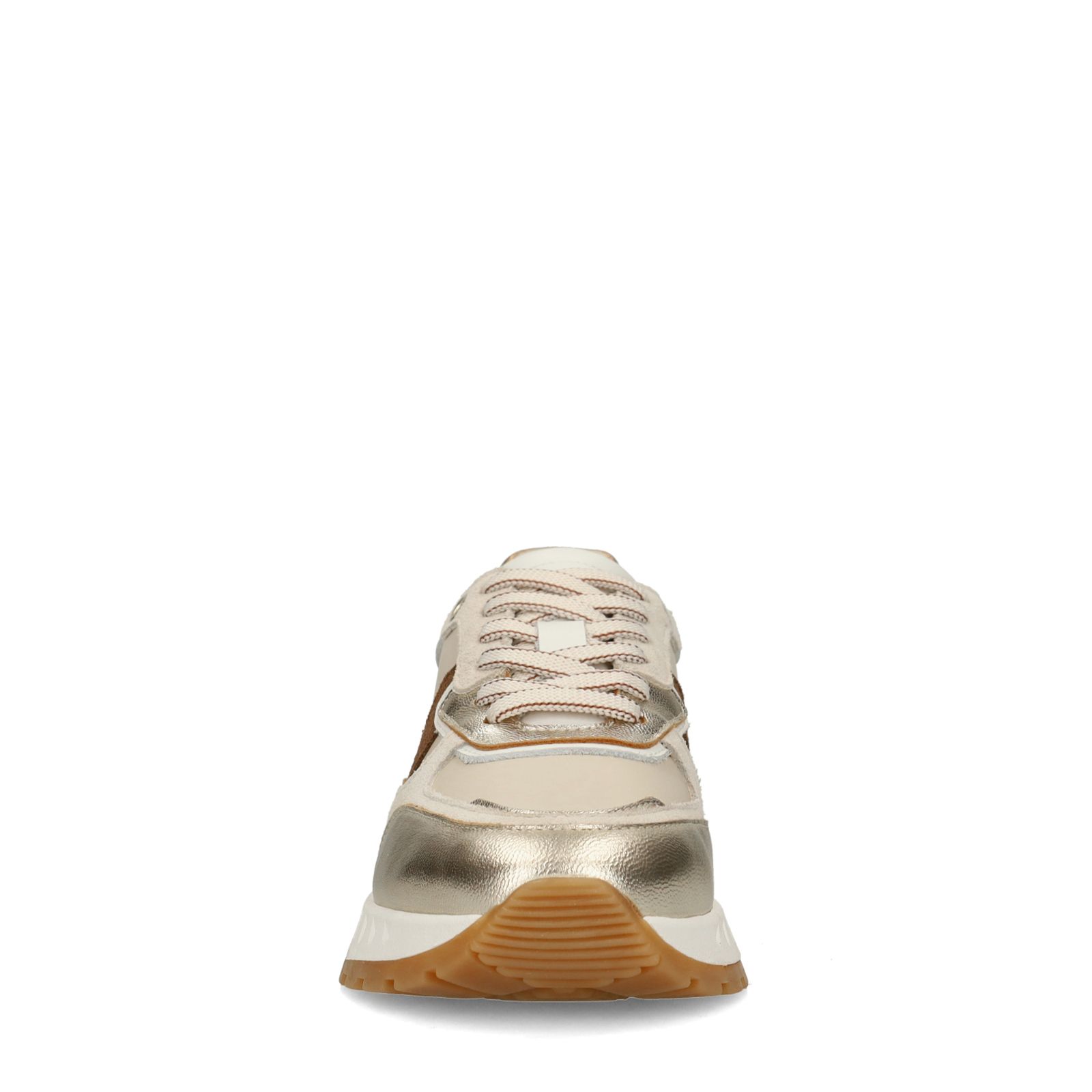 Gouden leren sneakers met met multicolor details