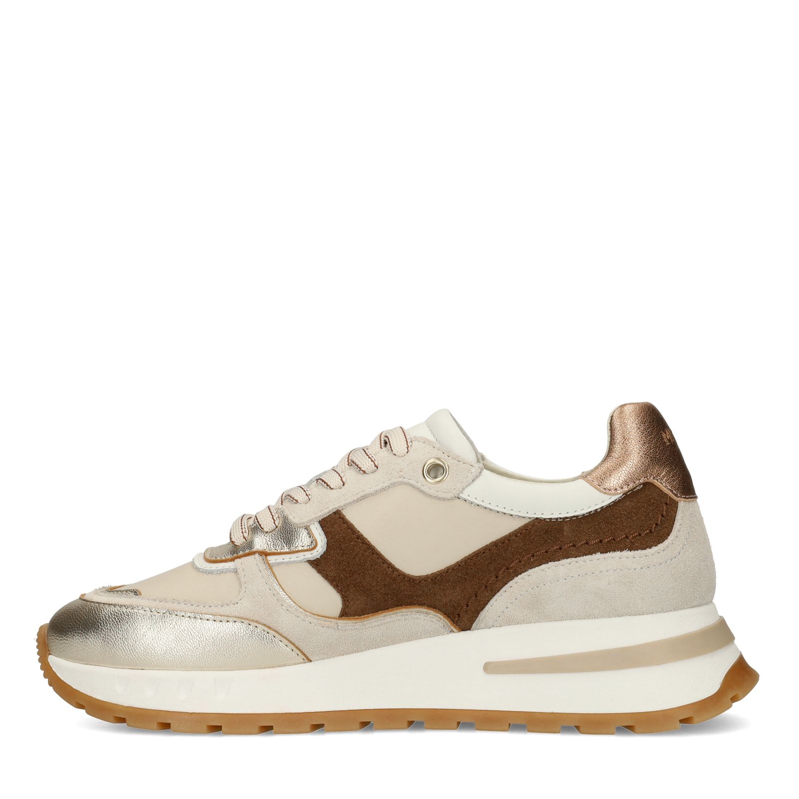 Gouden leren sneakers met met multicolor details