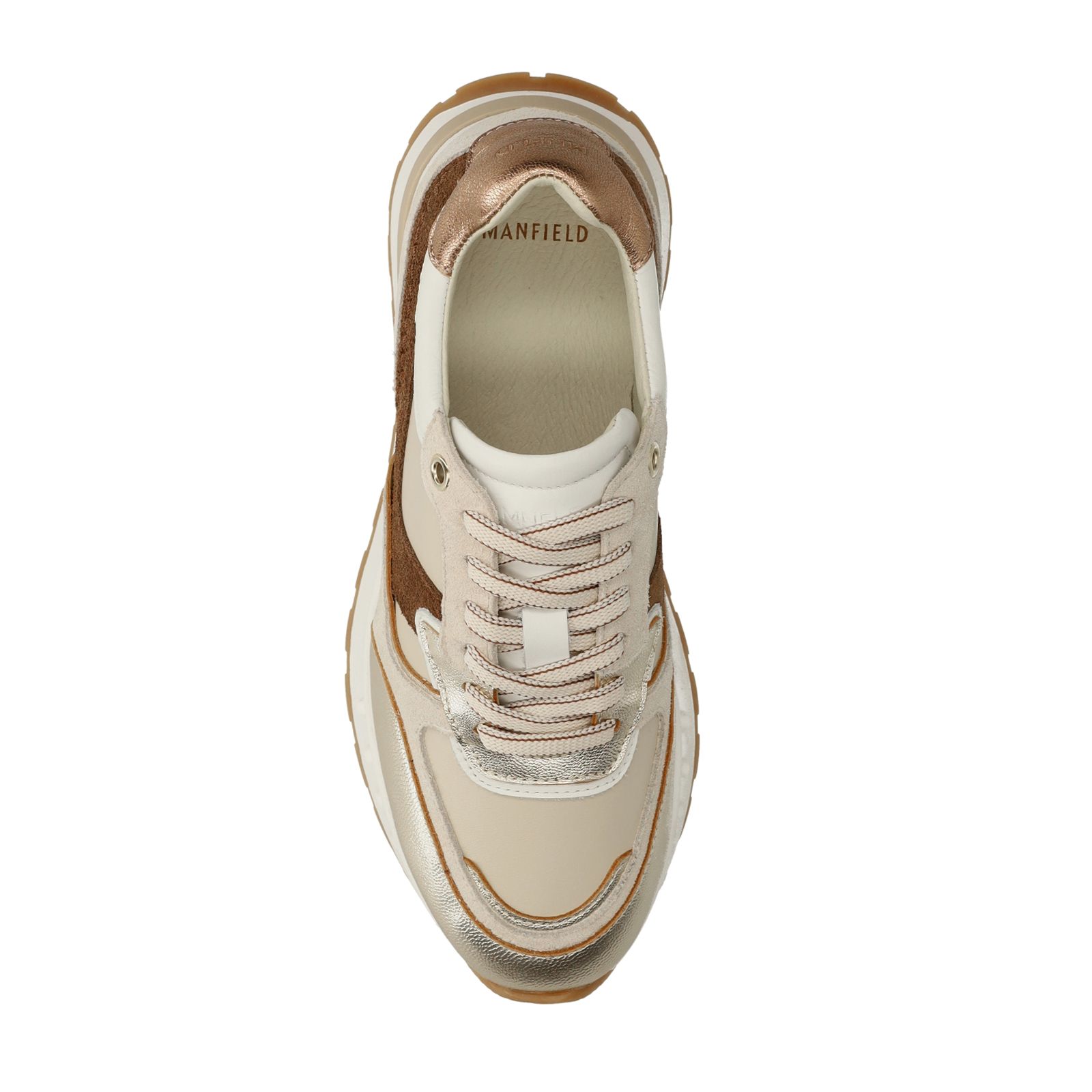 Gouden leren sneakers met met multicolor details