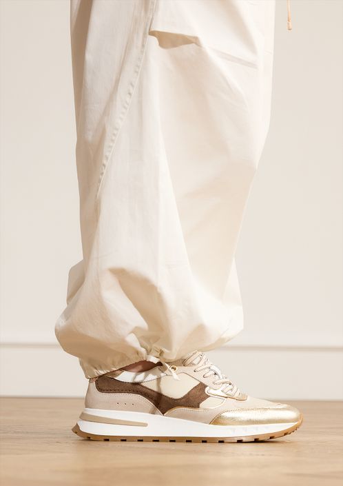 Gouden leren sneakers met met multicolor details