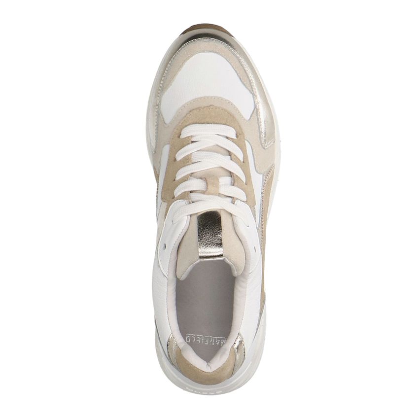 Witte leren sneakers met goudkleurige details