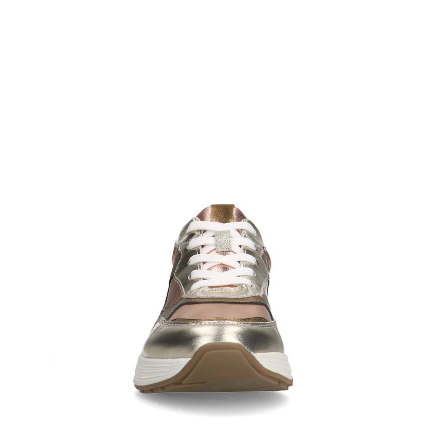 Goud en bronzen leren sneakers