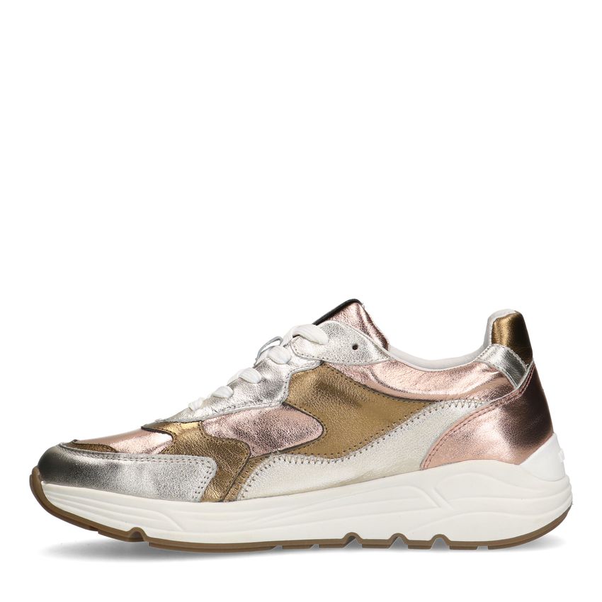 Goud en bronzen leren sneakers