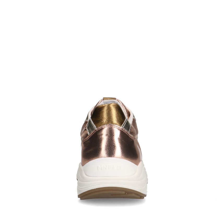 Goud en bronzen leren sneakers