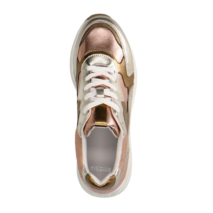 Goud en bronzen leren sneakers