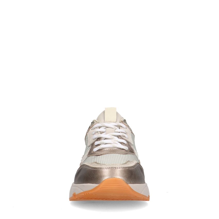 Gouden leren sneakers met mesh details