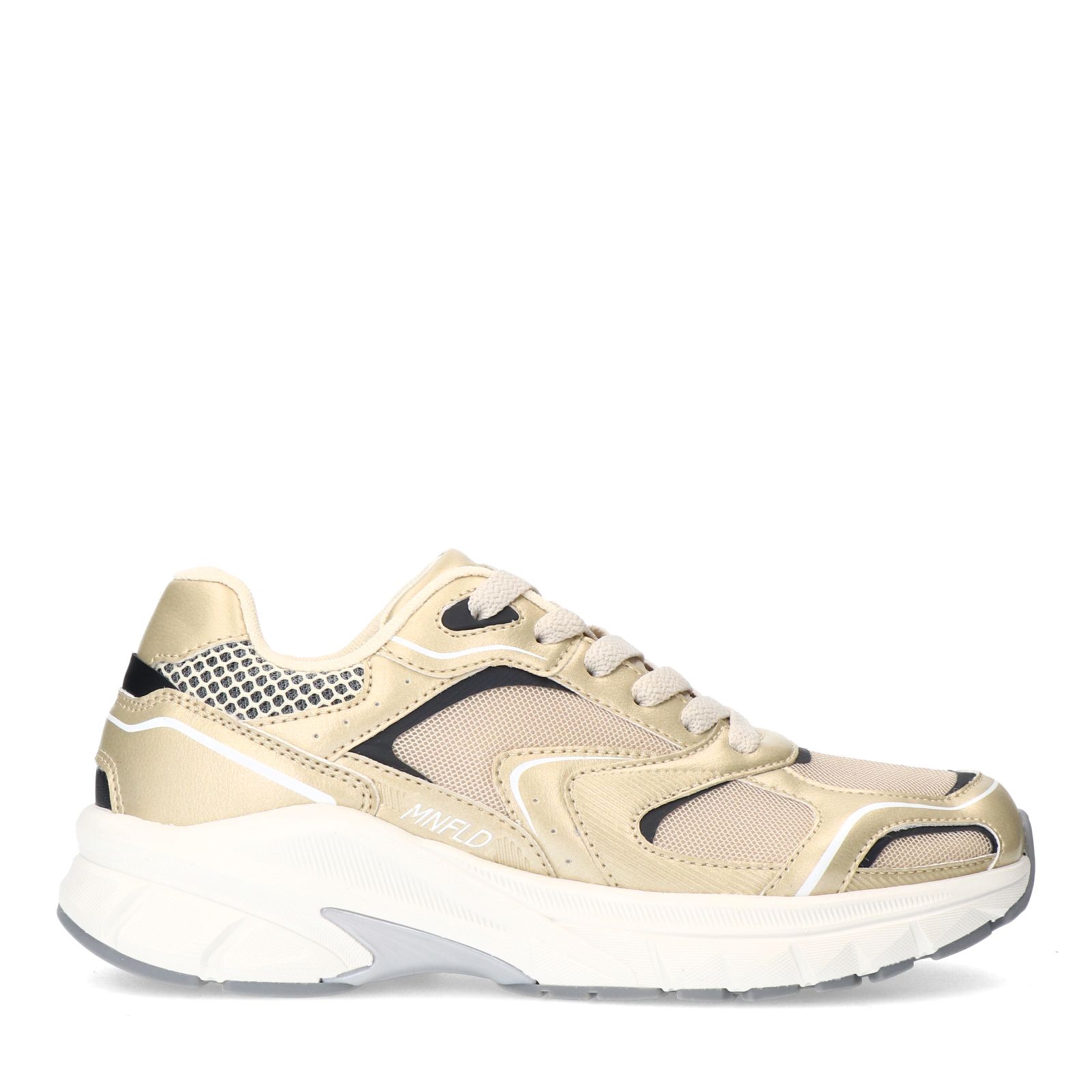 Gouden sneakers met mesh details