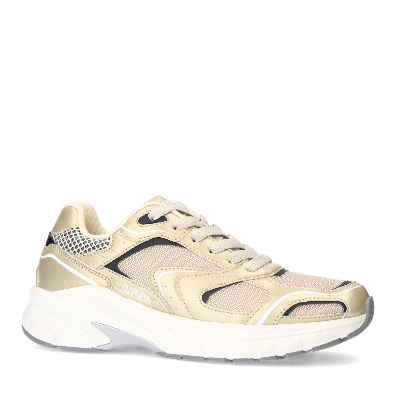 Gouden sneakers met mesh details