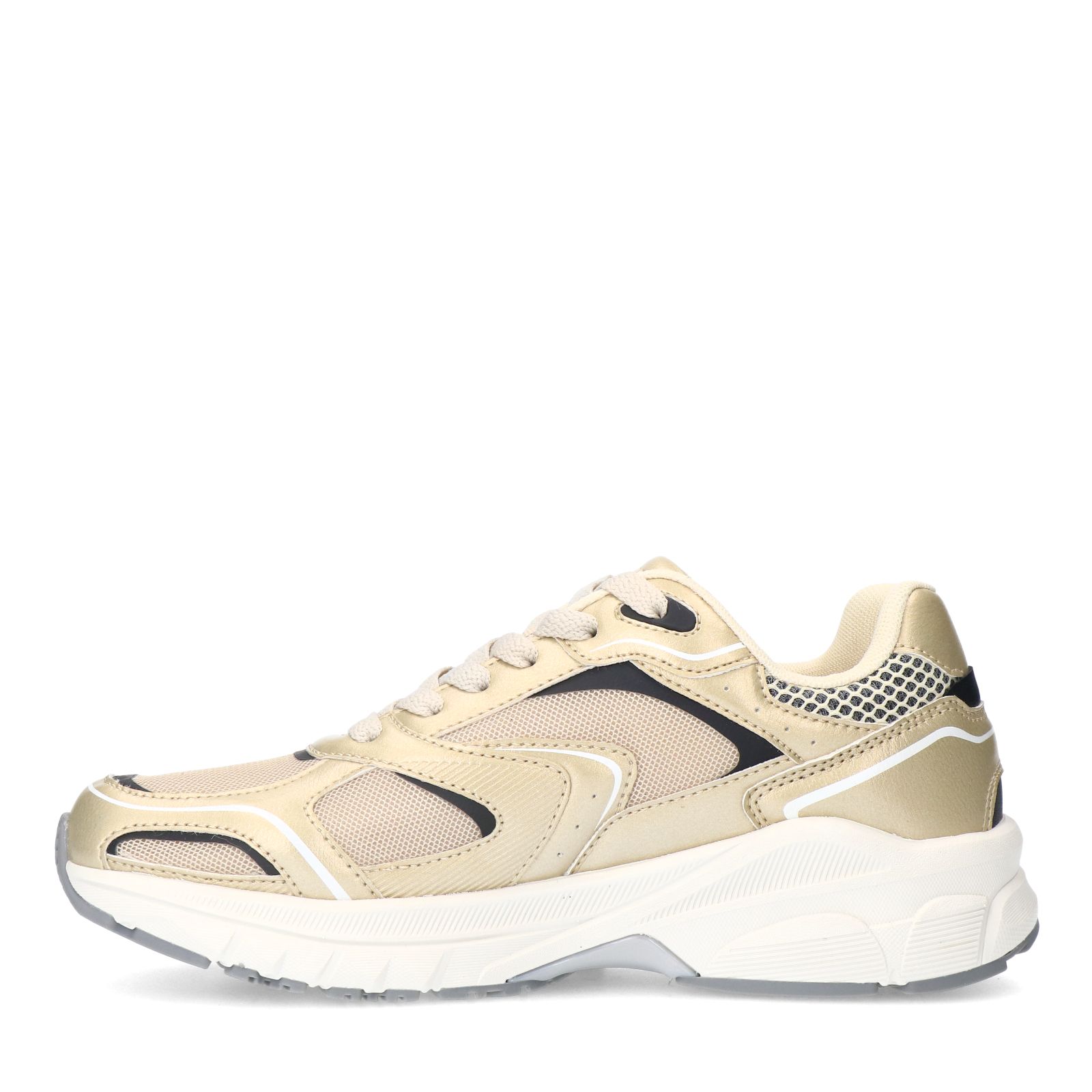 Gouden sneakers met mesh details