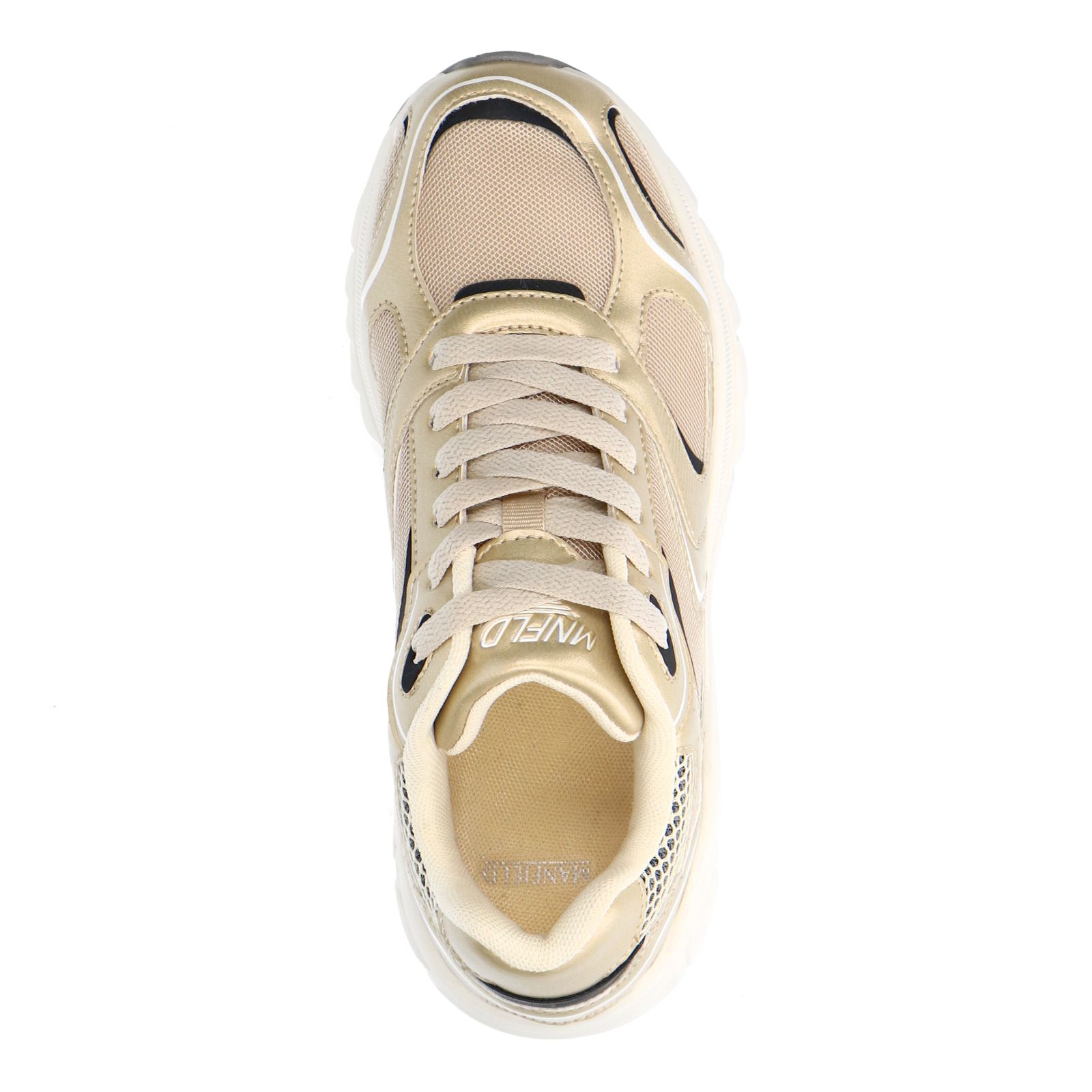 Gouden sneakers met mesh details