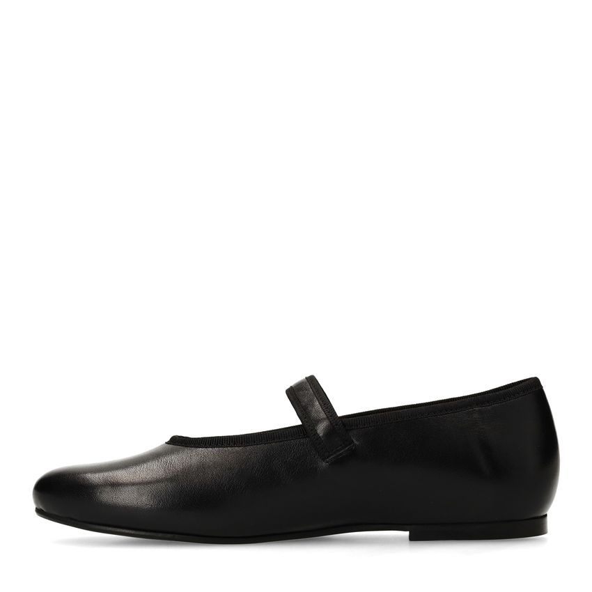 Zwarte leren ballerina's met gesp