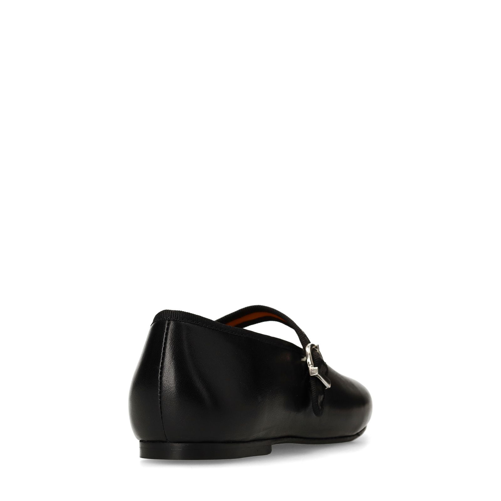 Schwarze Leder-Ballerinas mit Schnalle