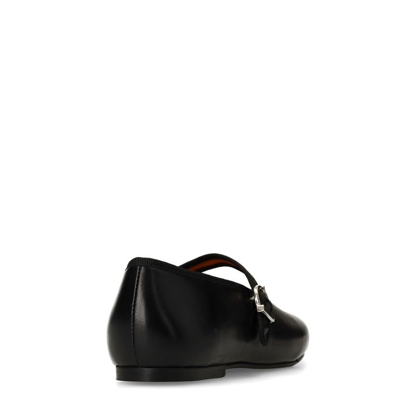 Zwarte leren ballerina's met gesp