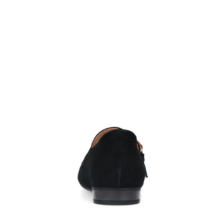 Schwarze Veloursleder-Loafer mit Schnalle