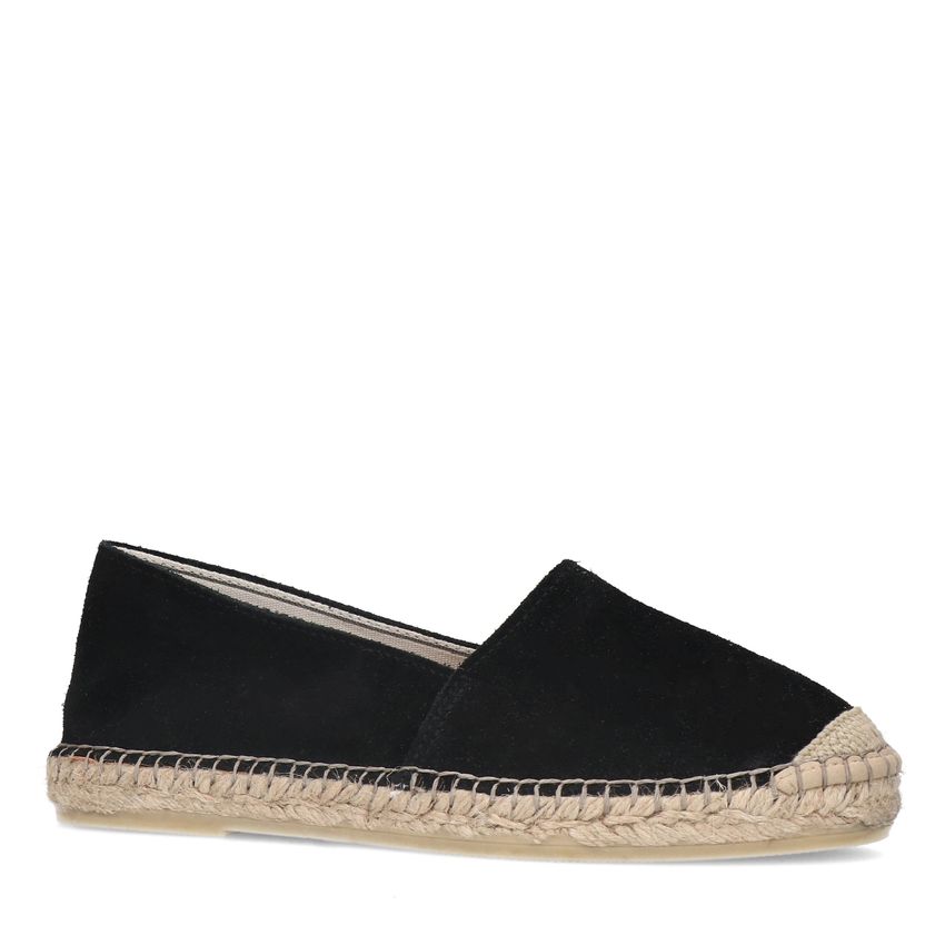 Schwarze Veloursleder-Espadrilles