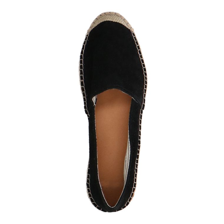 Schwarze Veloursleder-Espadrilles