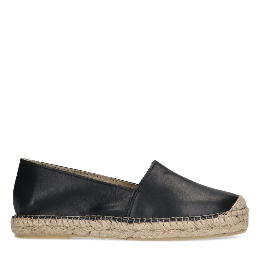 Schwarze Leder-Espadrilles